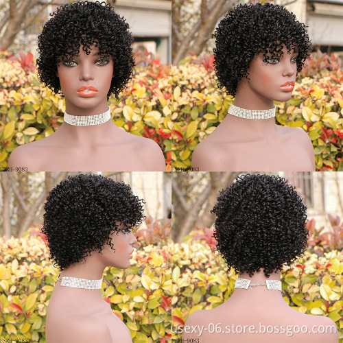 Free sample short bob cut wig remy brazilian hair pixie cut wig human hair short curly wigs
